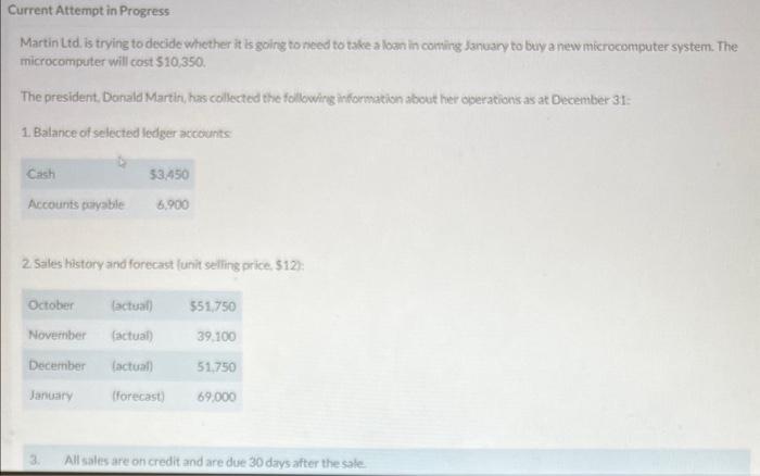 Current Attempt in Progress Martin Ltd. is trying to decide whether it