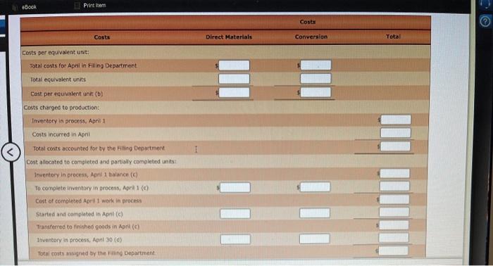 processes. Materials are entered from the cooking process at the beginning of