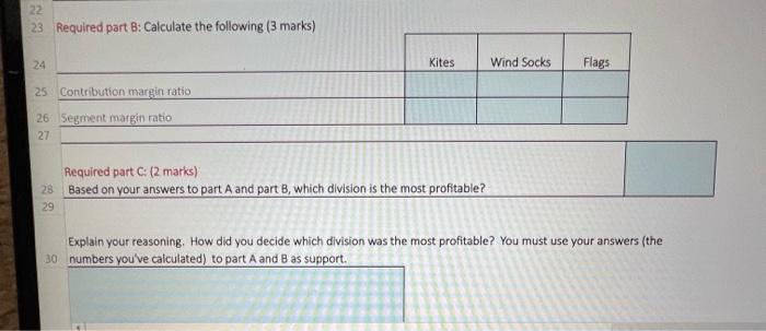 the fourth quarter are presented below: Kites Wind Socks Flags 4 5