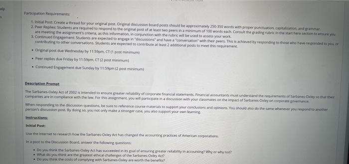 p Participation Requirements 1. Initial Post: Create a thread for your original