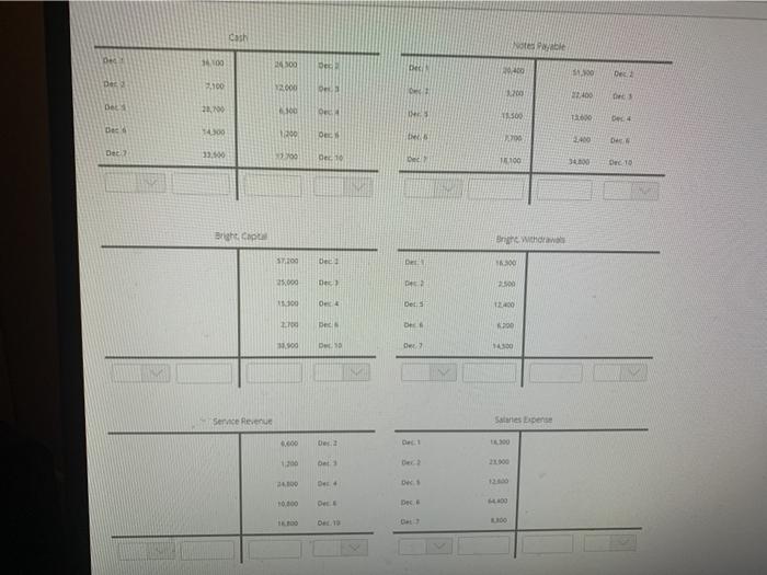 Cash Notes Payable Decid 1400 24.500 Dec 2 Deci 20400 $1,300 Dec