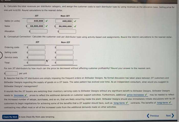 JIT distributors and non-JIT distributors. The JIT distributor places small, frequent orders,