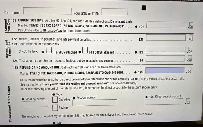 note. During 2015, she made California estimated payments of $2,000.