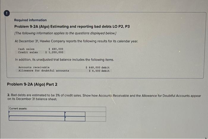P3 [The following information applies to the questions displayed below.) At December