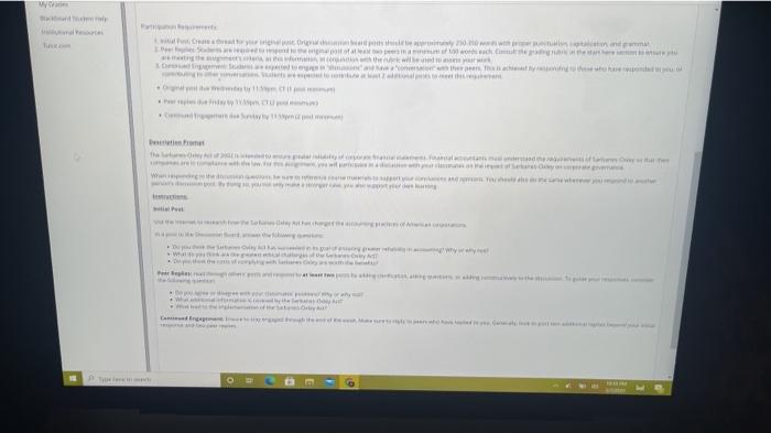 Original discussion board posts should be approximately 250-350 words with proper punctuation,