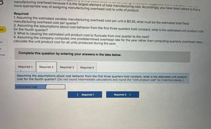 $0.30, what must be the estimated total fixed manufacturing overhead cost per