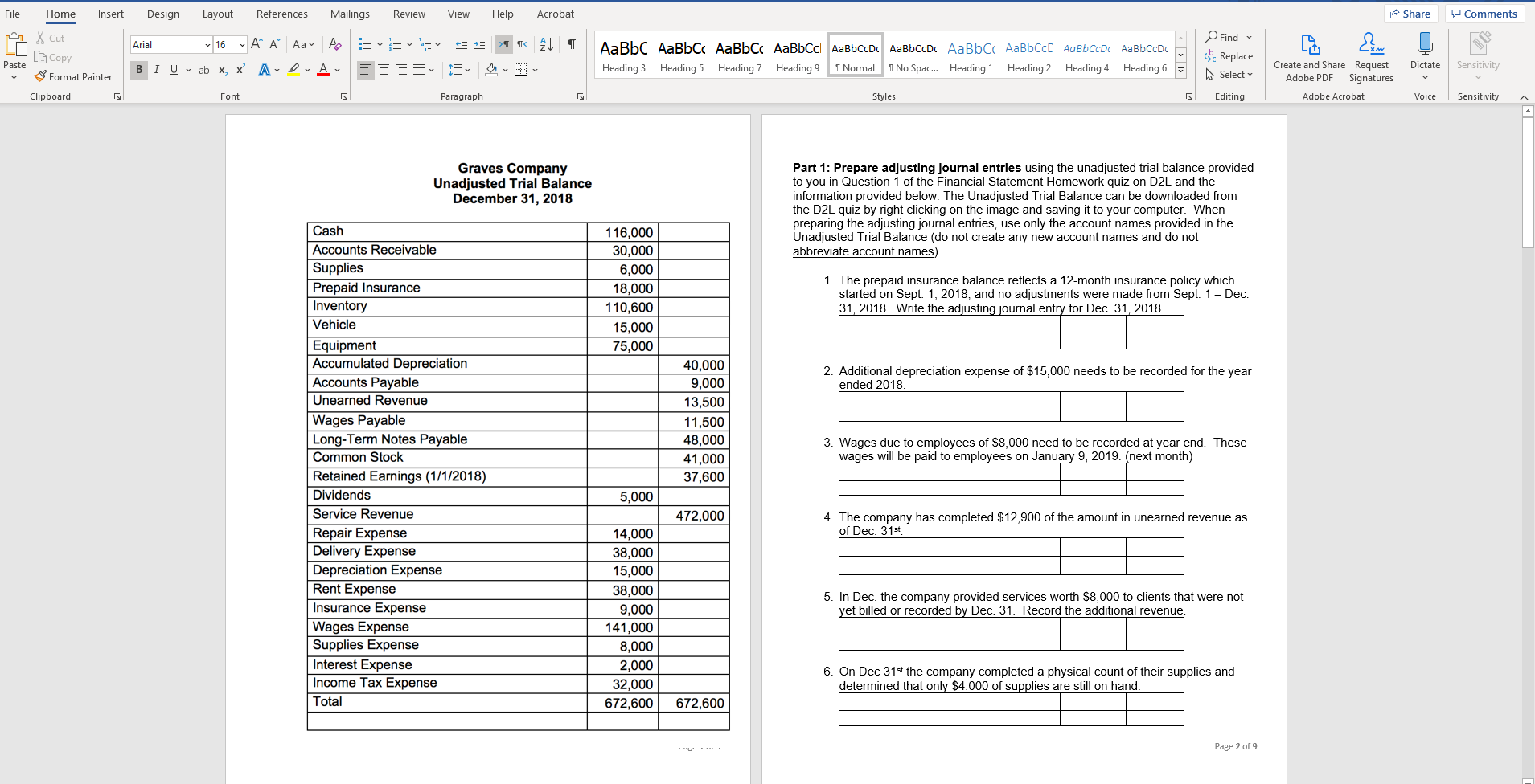 File Home Insert Design Layout References Mailings Review View Help Acrobat Share