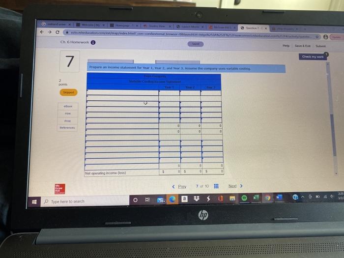 7 points Skipped Haas Company manufactures and sells one product. The following