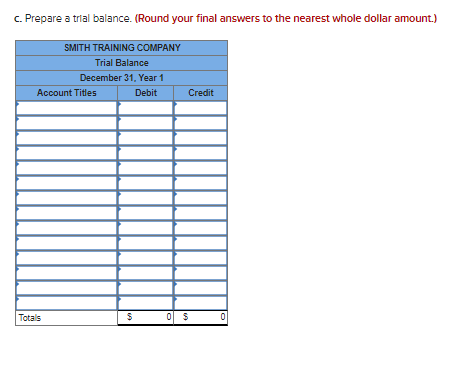transactions pertain to Smith Training Company for Year 1: Jan. 30 Established