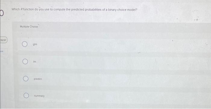 Which R function do you use to compute the predicted probabilities of