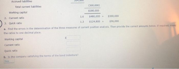 Issued January 2, 20YS, required working capital of $100,000, a current ratio