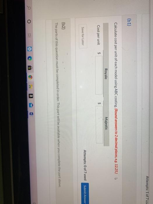 in 2020 was as follows. Traditional Costing Direct materials Royale $640 Majestic