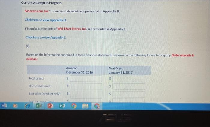 Current Attempt in Progress Amazon.com, Inc.'s financial statements are presented in Appendix