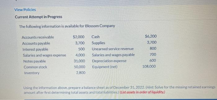 View Policies Current Attempt in Progress The following information is available for