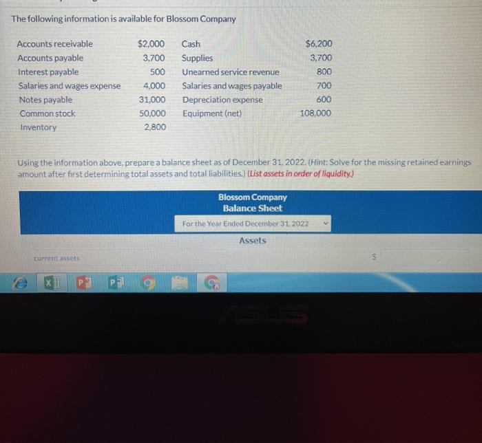 Interest payable 500 Unearned service revenue 800 Salaries and wages expense 4,000