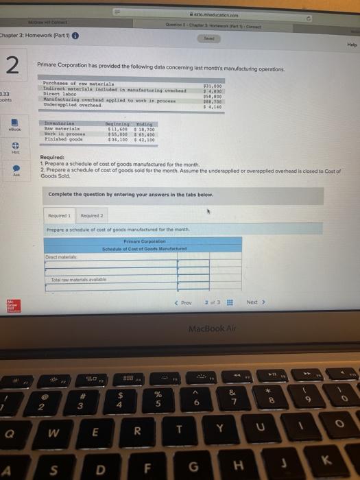 McDow HT Conect Chapter 3: Homework (Part 1) 2 etonaducation.com Question -