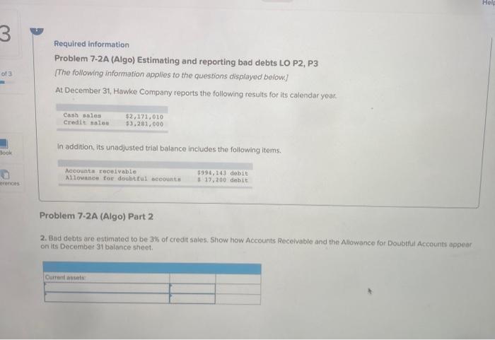 At December 31, Hawke Company reports the following results for its calendar