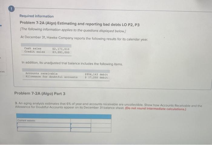 year. Cash sales Credit sales $2,171,010 $3,281,000 In addition, its unadjusted trial