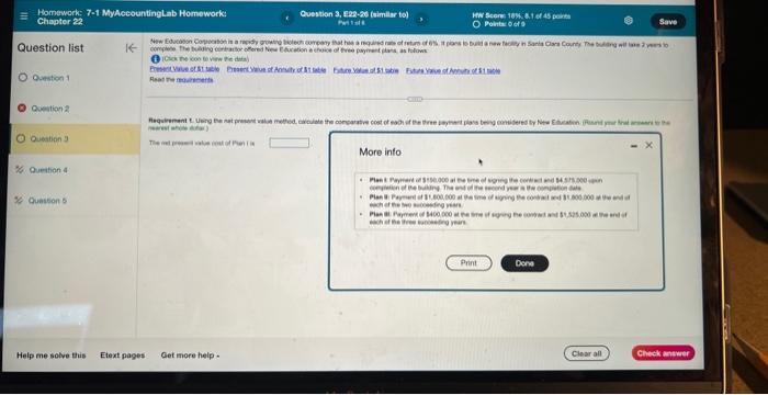 Homework: 7-1 MyAccountingLab Homework: Chapter 22 Question list Question 3, 22-26 (similar