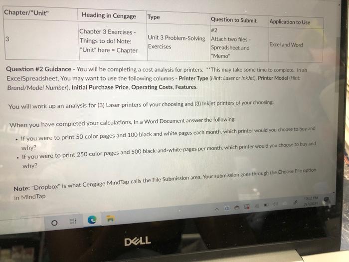 Chapter/"Unit" Heading in Cengage Type Chapter 3 Exercises- 3 Things to do!