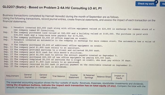 Check my work Vie GL0207 (Static) - Based on Problem 2-4A HV