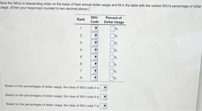 three categories: those that will be delivered daily from their supplier (Class