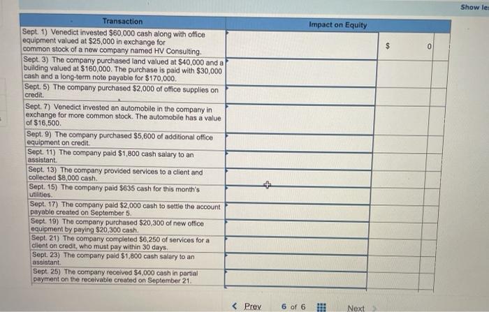 Consulting LO A1, P1 Business transactions completed by Hannah Venedict during the