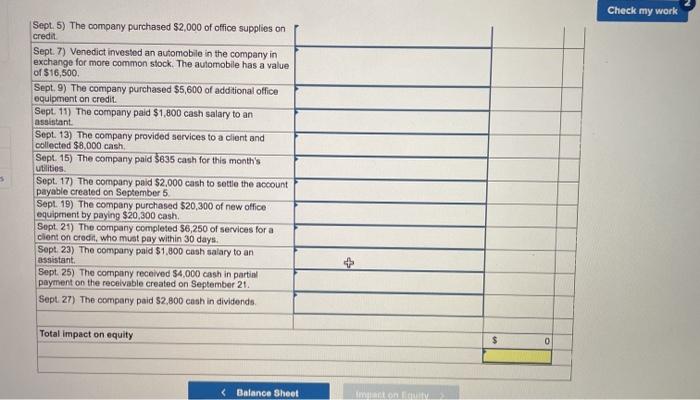 month of September are as follows. Using the following transactions, record journal
