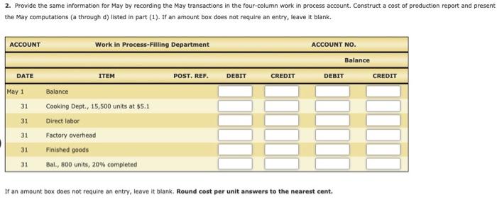 the account during April were as follows: Bal., 600 units, 70% completed: