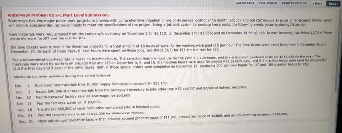 CALCULATOR FULL SCREEN PRINTER VERSION BACK NEXT Waterways Problem 02 a-c (Part