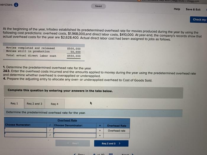 xercises Saved Fing with Chegg Study | Chegg.com Help Save & Exit