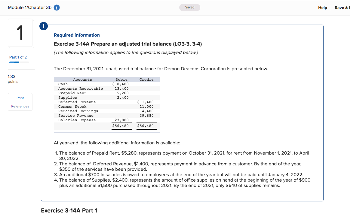 Module 1/Chapter 3b 1 Part 1 of 2 Saved ! Required information