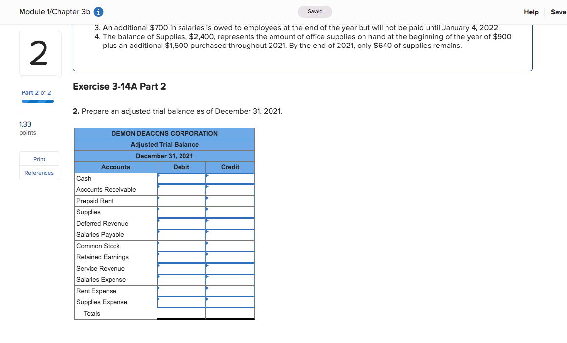 balance for Demon Deacons Corporation is presented below. Accounts 1.33 points Cash