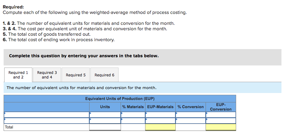 the weighted-average method of process costing to assign production costs to its