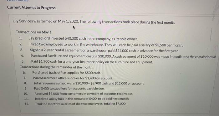 Current Attempt in Progress Lily Services was formed on May 1, 2020.