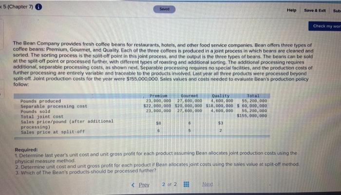 5 (Chapter 7) Saved Help Save & Exit Sub Check my wor