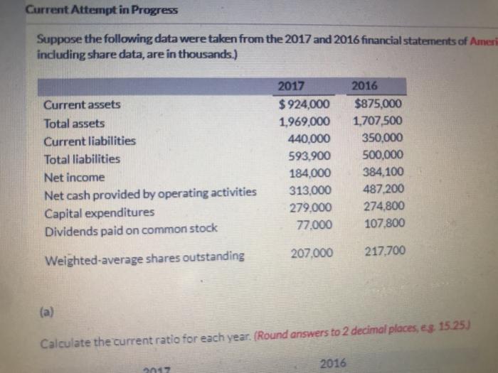 Current Attempt in Progress Suppose the following data were taken from the