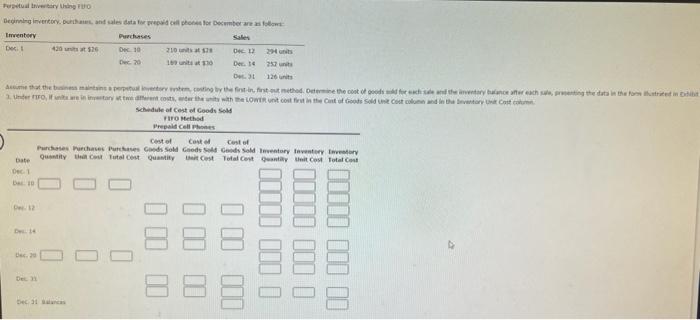 Perpetual Invertory Using Fo Beginning inventory, purchases, and sales data for prepaid