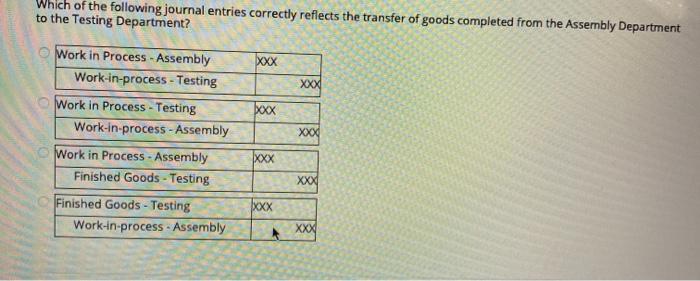 materials and conversion costs. Each product must pass through the Assembly Department