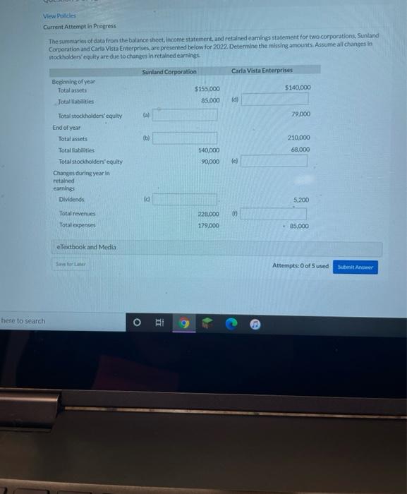 View Policles Current Attempt in Progress The summaries of data from the