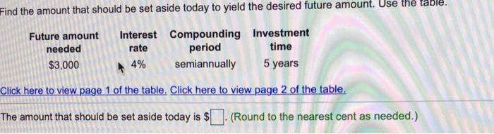 Find the amount that should be set aside today to yield the