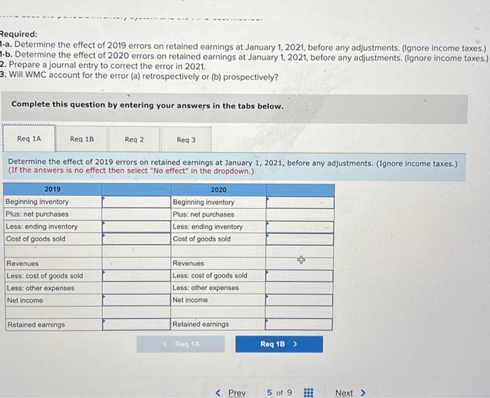 discovered that its ending inventories reported on its financial statements were misstated