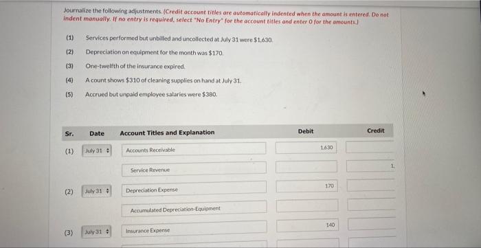account. Purchased cleaning supplies for $860 on account. Paid $1.680 cash on