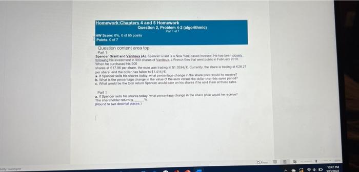Homework:Chapters 4 and 5 Homework Question 2, Problem 4-2 (algorithmic) HW Score: