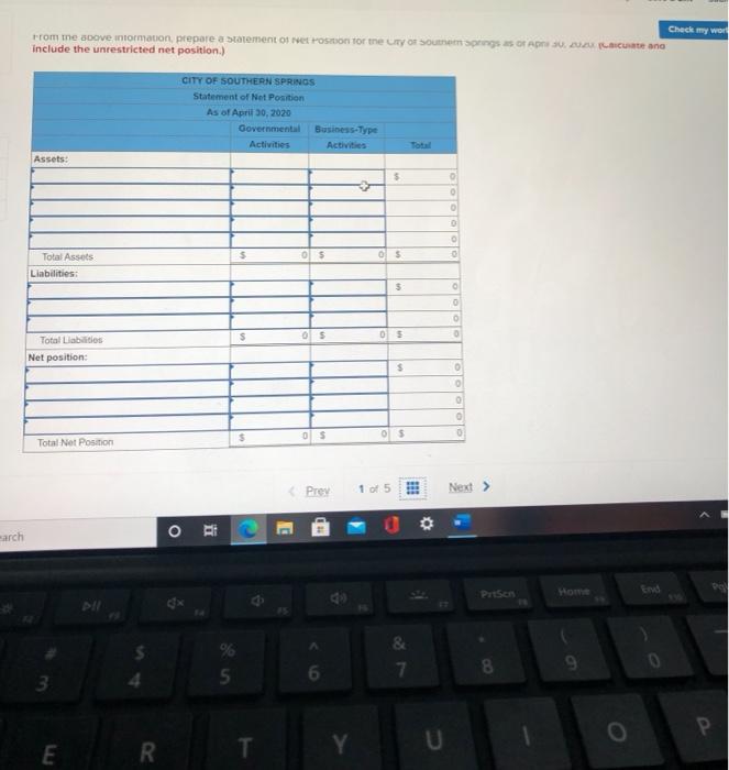 The following information is available for the preparation of the government-wide financial