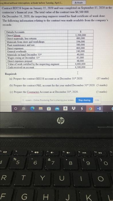 ing Word without interuption, activate before Tuesday, April 2.. Activate Contract BD258