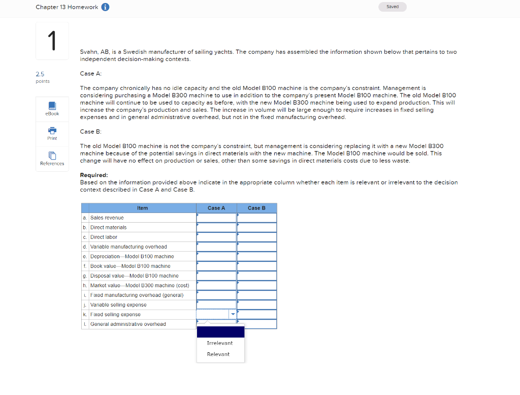 Chapter 13 Homework 1 Saved Svahn, AB, is a Swedish manufacturer of