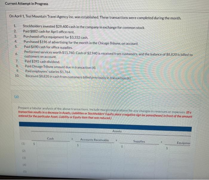 Current Attempt in Progress On April 1, Teal Mountain Travel Agency Inc.