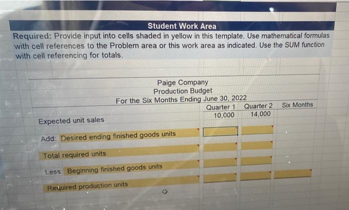 Referencing 2 3 Using Excel to Prepare a Production Budget 4 PROBLEM