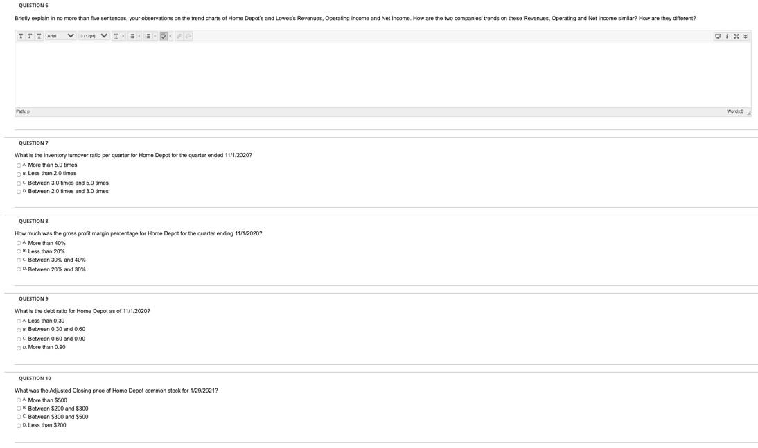 QUESTION 6 Briefly explain in no more than five sentences, your observations